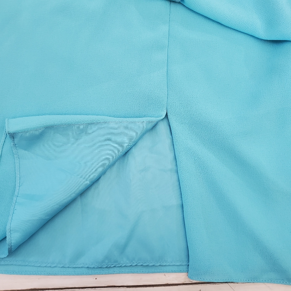 Ursula Switzerland sleeved beaded tiered dress vtg turquoise blue granny chic - Picture 9 of 10